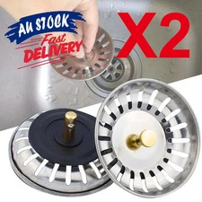 High Quality Stainless Steel Kitchen Waste Sink Drain Strainer Plug Stopper 2x