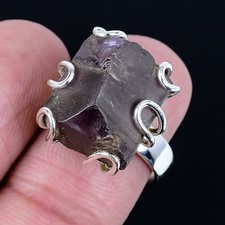 Entrancing Amethyst Rough Gemstone 925 Sterling Silver Jewelry Ring Size 7