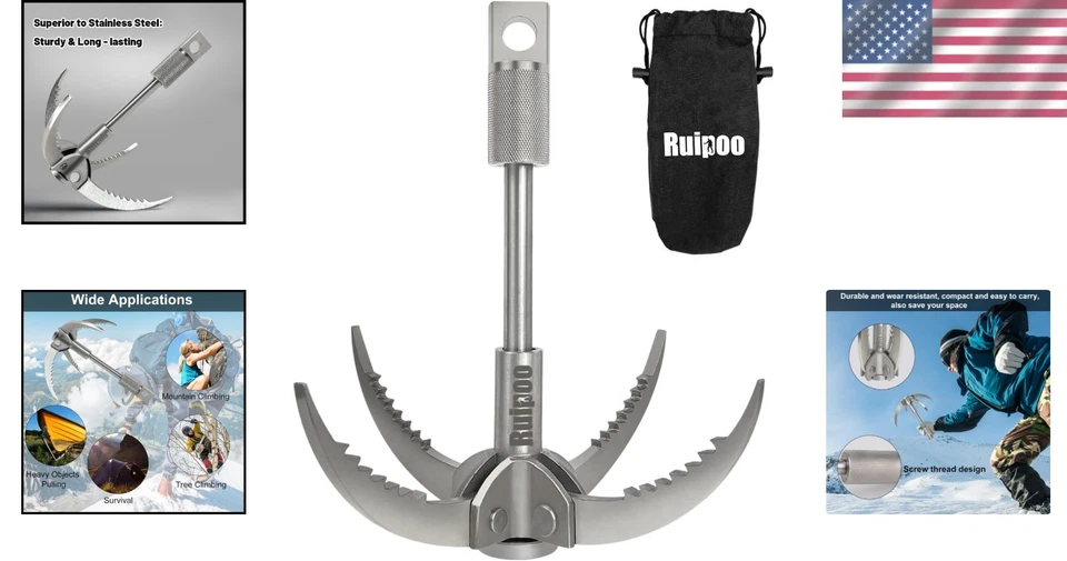 Stainless Steel Grappling Hook for Outdoor Adventures - Image 2 of 4