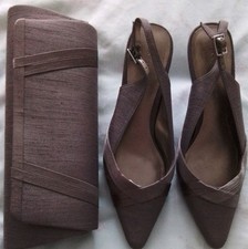 JACQUES VERT  Wedding  Outfit Shoes Taupe Size 5/38 Matching  Clutch Bag 