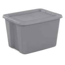 Large Storage Bin, 18 Gallon Plastic Storage Container with Snap-On Lid, Gray