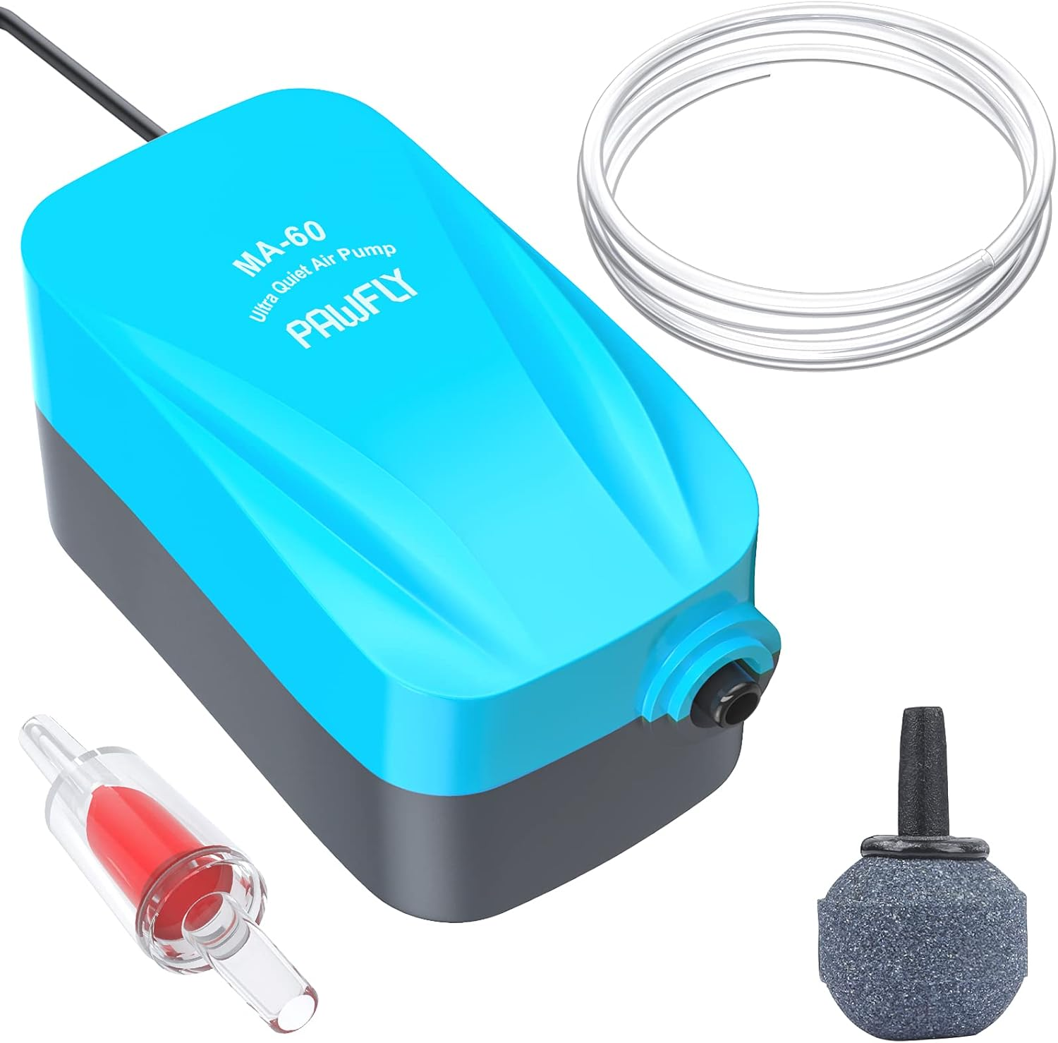 Pawfly Aquarium Air Pump Silent Oxygen Aerator Pump for 20 - 75 L Tanks