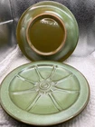 Frankoma Wagon Wheel Prairie Green Dinner Plate 10.5" Set of 2 Western Cowboy