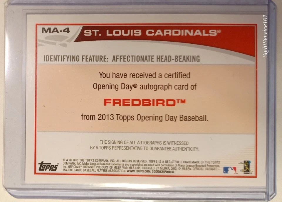 2013 Topps Baseball Opening Day Auto Fredbird MA-4 - Image 2 of 4