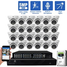 32 Channel NVR Security Camera System with 24 5MP AI Turret Camera Built In Mic