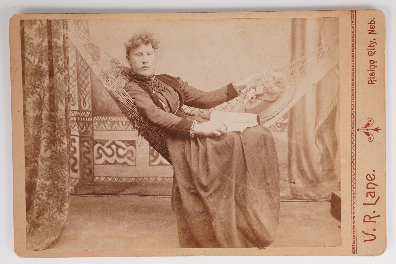 Cabinet Card Lane Young Lady Laying In Hammock Rising City Rapid City Nebraska