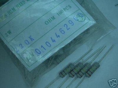 100pcs 220K ohm 2 Watt 2W Resistor Axial Carbon film #bv