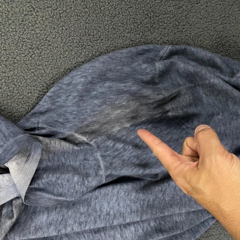 Sudadera con Capucha John Varvatos Para Hombre Grande Henley Botón Algodón Lino Tejido Ligero Azul Foto 2 de 4