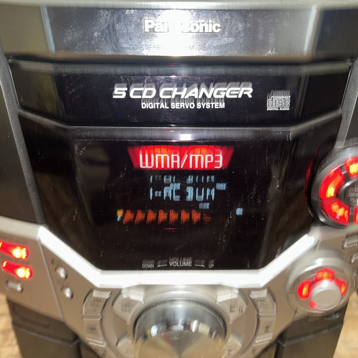 Panasonic SA-AK510 Stereo Syste5 Cd's mp3 Dual Cassette No Remote
