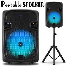 Karaoke Bluetooth Speaker W/ 12" Subwoofer Sound System Portable PA Big LED Mic