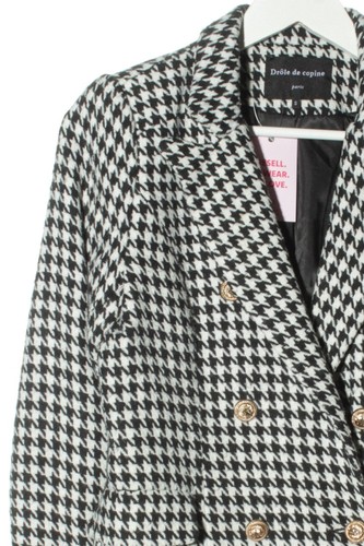 DROLE DE COPINE Cappotto mezza stagione Donna Cappotto Taglia IT 40 nero-bianco - Foto 3 di 5