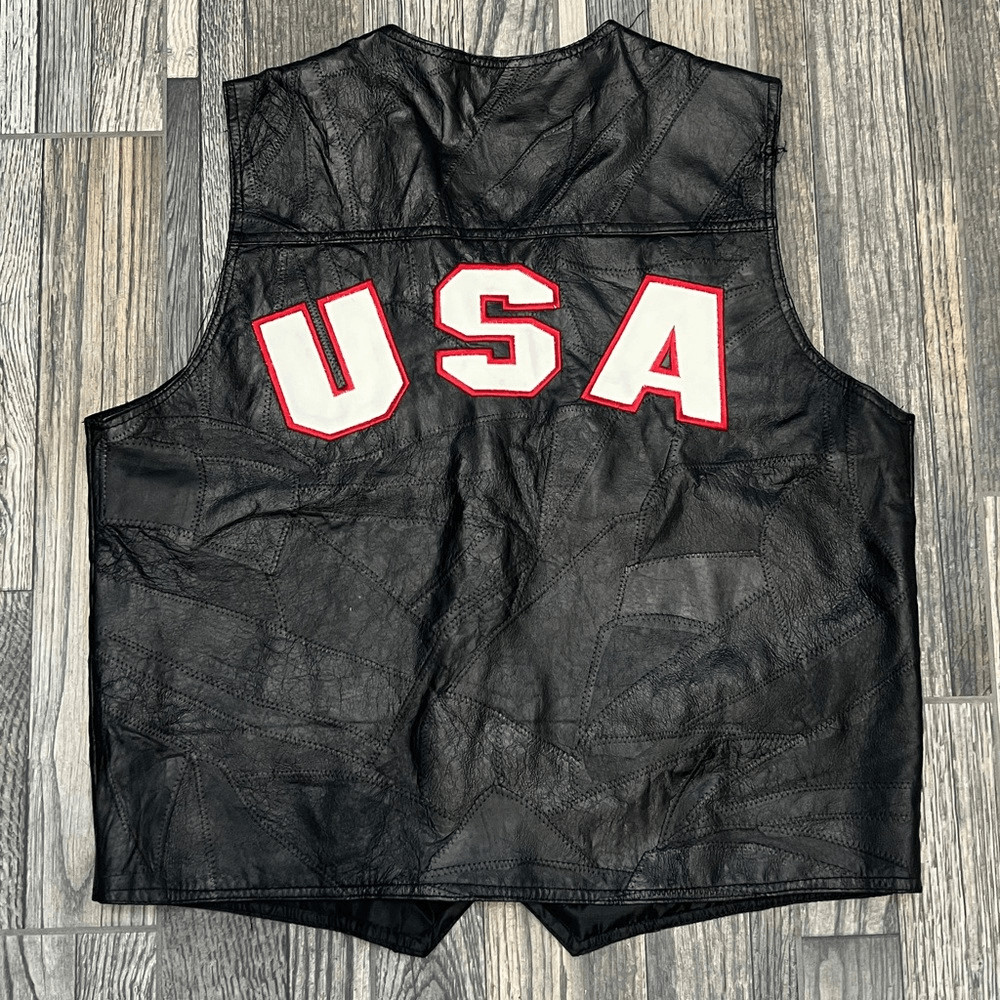 Vintage Ashburn Soft Patchwork Leather Biker Ridi… - image 1