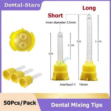 50/100Pc Dental Impression Mixing Tips for Light Body Yellow Long 7cm/Short 5cm