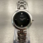 Seiko Watch Women 21mm Black Dial Silver Tone Round 1N00-0PG0 New Battery VTG
