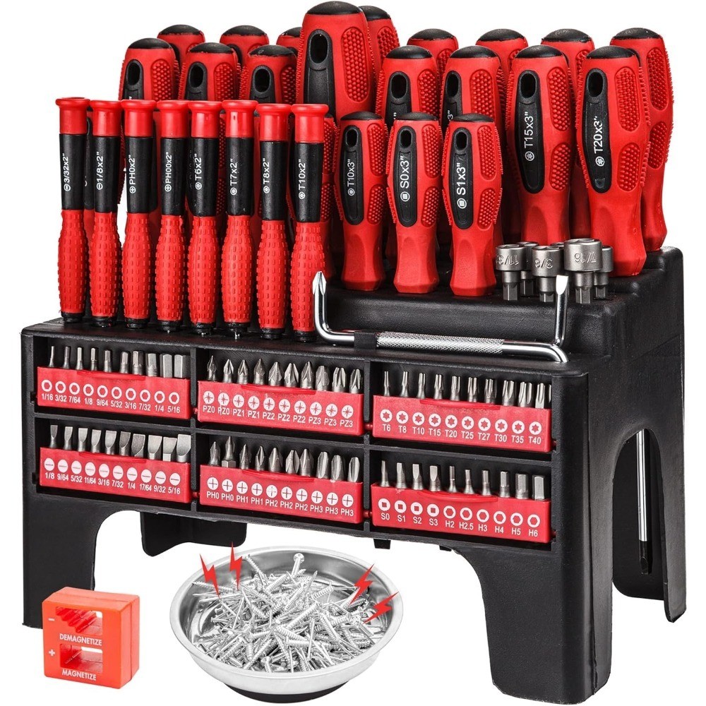 Precision Magnetic Screwdriver Set with Storage Rack Magnetizer Demagnetizer