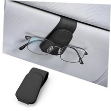 Sunglass Holder for Car, Magnetic Leather Car Sunglass Holder, 1 Pack Black