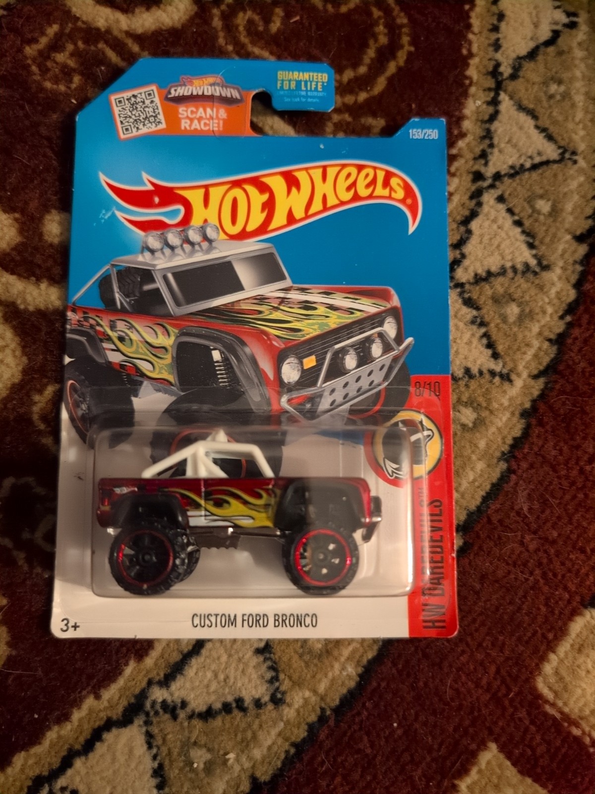 2016 Hot Wheels #153 HW Daredevils 8/10 CUSTOM FORD BRONCO Red w/Black 153/250