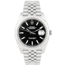 Rolex Datejust 41 Stainless Steel Black Dial Fluted Jubilee 41mm 126334 Full Set