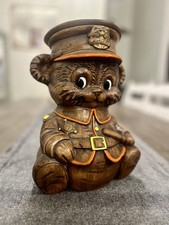 Vintage Treasure Craft Chief Miś Słoik na ciasteczka z pokrywką Made In USA Nostalgiczny
