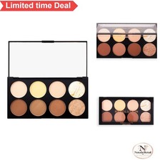 Contour Palette 8 Shades Powder Buildable Blendable Vegan Bronzer Highlighter