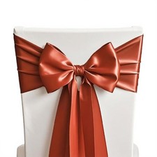 Satin Chair Sashes Bows Pack 7x108 Inches Chair Ribbons for 50 Terracotta