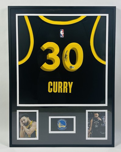 Framed Signed Stephen Steph Curry Golden State Warriors Nike Swingman Jersey JSA