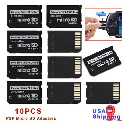 10PCS For SONY PSP Micro SD SDHC TF Card Converter Memory Stick Pro Duo Adapters