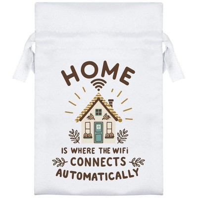 Satin-Tasche/Beutel mit Kordelzug ''Home Is Where The WiFi Is'' (SB049772)