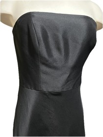 ANN TAYLOR LBD black Silk Strapless removable Corset full Cocktail Dress 2 NWT