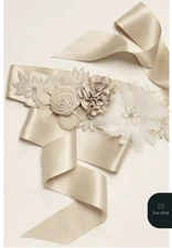 New Without Tags David’s Bridal Wedding Dress Floral Belt Sash Style #S1073