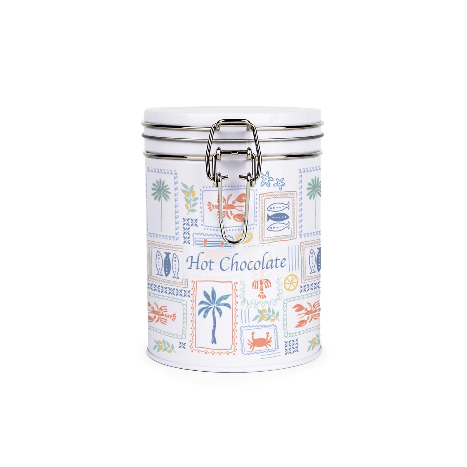 Mediterranean Summer Hot Chocolate Canister - Metal Kitchen Storage Gift