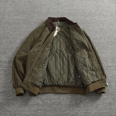 Vintage American casual cargo jacket men's corduroy patchwork neckline flight ja