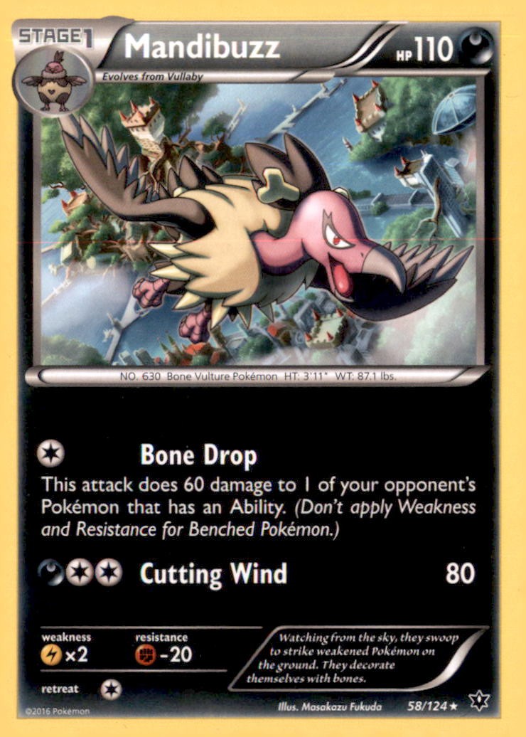 Pokemon Mandibuzz 58/124 Fates Collide Non-Holo 2 Card Lot