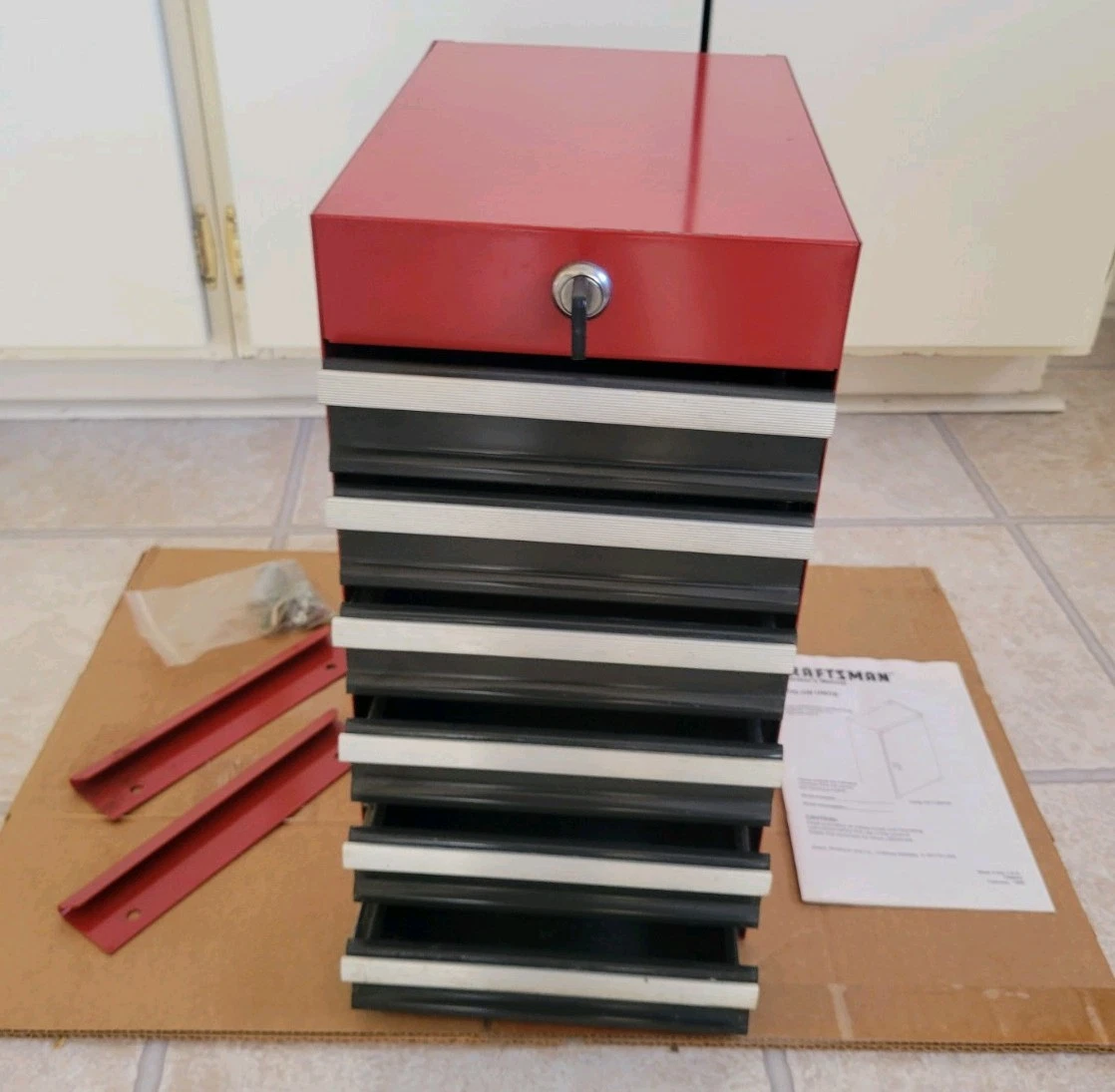 Vintage USA Sears Craftsman Side Caddy Toolbox Red 6 Drawer 706