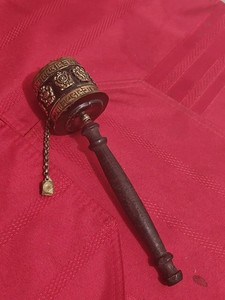 Vintage  Brass Tibetan Prayer Wheel with Scriptures Inside