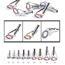 FISHKING 5pcs Stainless Steel Fishing Rod Guides Inserts Top Rings Set
