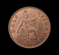 GEORGE V 1932 BRONZE HALFPENNY - HIGHER GRADE