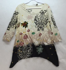 Collections Etc Womens Christmas Festive Holiday Ornaments Sharkbite Top Large