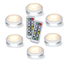 LED Puck Lights with Remote Control, Stick On Under Cabinet Lights, AAA Batte...