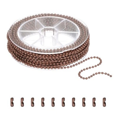 Ball Beads Chains, Dog Tag Chain Keychain Beaded 16.4ft x 2.4mm Brown