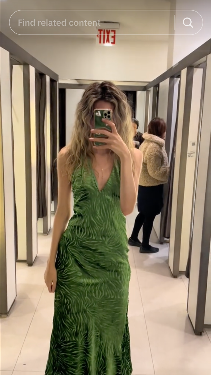 ZARA BNWT WOMEN VELVET HALTER DRESS REF. GREEN | 4772/277