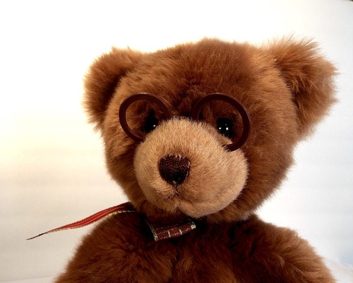 Gund Booker Teddy Bear Plush Cuddly Soft 14" Tall With Glasses Bow 44406