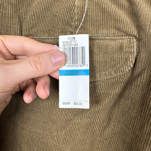 Izod Pants Mens 36x30 Brown Whale Corduroy 0-9 Chino Flat Front Metrix Fit - Picture 7 of 16