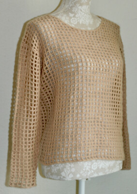 Pull 100% Cachemire LORD & TAYLOR - Taille S/10, Couleur Miel, Tricot Crochet, Jamais Porté