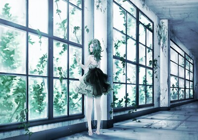 Anime window vocaloid megpoid gumi dress green hair by CCG Gaming Mat Desk