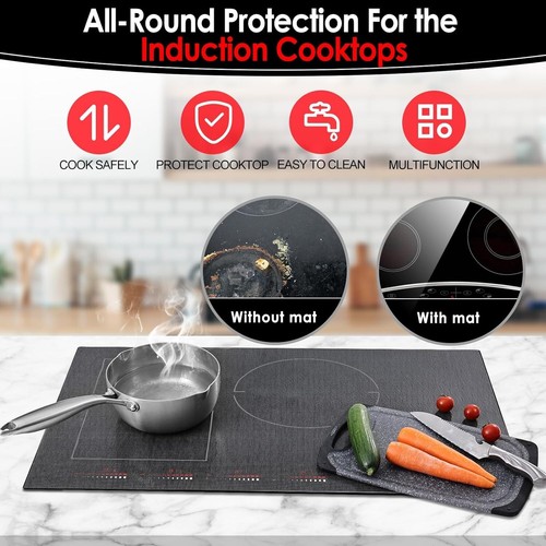 Copri Bruciatore a Induzione Antigraffio Traslucido, 54x90CM - Silicone Nero - Foto 8 di 10