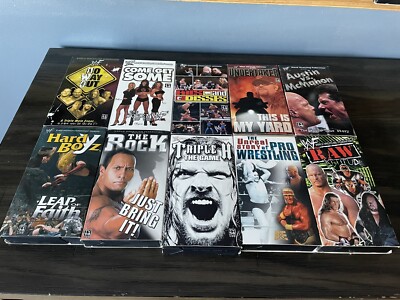 Lot Of 10 Wrestling VHS Tapes WWE WWF RAW Hardy Boyz Rock