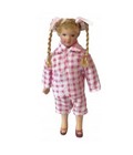 Dollhouse Little Girl in Pink & White Pyjamas Porcelain 1:12 Scale People