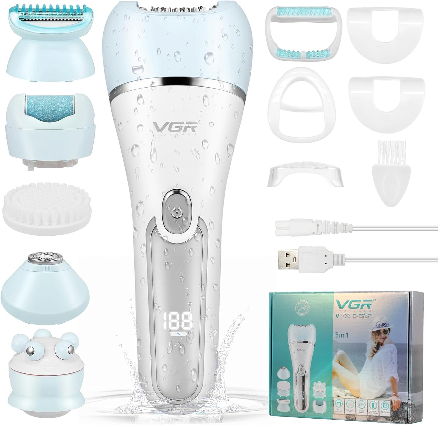 Epilatore 6 in 1 Donna Sottocosto: Rasoio Senza Fili e Kit Completo