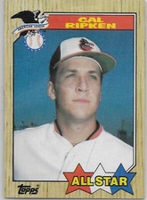 1987 Topps #609A Cal Ripken Jr AS HOF Baltimore Orioles Black Line Variation